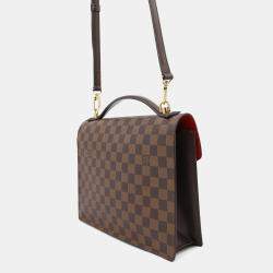 Pre Owned Louis Vuitton Brown Damier Ebene Canvas Monceau Handbag