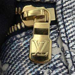 Pre Owned Louis Vuitton Blue Monogram Laminated Jacquard Micro Vanity Bag