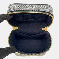 Pre Owned Louis Vuitton Blue Monogram Laminated Jacquard Micro Vanity Bag