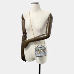 Pre Owned Louis Vuitton Blue Monogram Laminated Jacquard Micro Vanity Bag