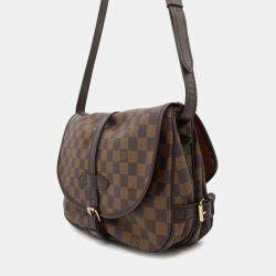 Pre Owned Louis Vuitton Saumur Spo Red Damier Ebene Canvas Size 30