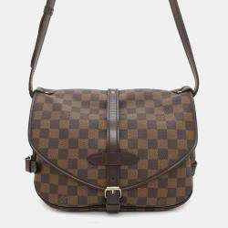 Pre Owned Louis Vuitton Saumur Spo Red Damier Ebene Canvas Size 30
