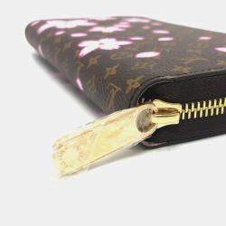 Pre Owned Louis Vuitton Brown Monogram Canvas Takashi Murakami Cherry Blossom Long Zippy Wallet