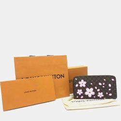 Pre Owned Louis Vuitton Brown Monogram Canvas Takashi Murakami Cherry Blossom Long Zippy Wallet