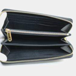 Pre Owned  Louis Vuitton Black/Gold Monogram Mahina Leather Long Round Zippy Wallet