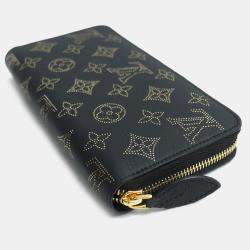 Pre Owned  Louis Vuitton Black/Gold Monogram Mahina Leather Long Round Zippy Wallet
