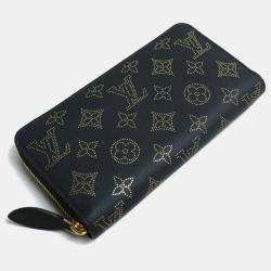 Pre Owned  Louis Vuitton Black/Gold Monogram Mahina Leather Long Round Zippy Wallet