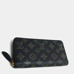 Pre Owned  Louis Vuitton Black/Gold Monogram Mahina Leather Long Round Zippy Wallet