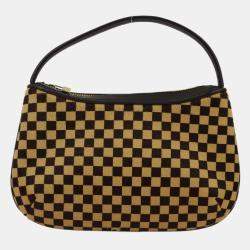 Louis Vuitton Brown, Beige Pony Hair, Leather Damier Sauvage Tiger Handbag