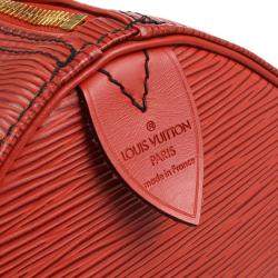 Louis Vuitton Red Epi Speedy 40 Duffle Handbag