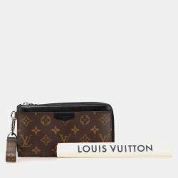Louis Vuitton Black Brown Monogram Macassar Zippy Dragonne Wallet