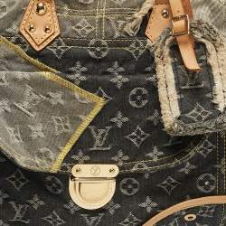 Pre Owned Louis Vuitton Grey Monogram Denim Patchwork Limited Edition Bowly Bag