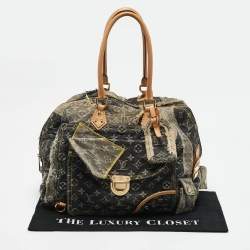 Pre Owned Louis Vuitton Grey Monogram Denim Patchwork Limited Edition Bowly Bag