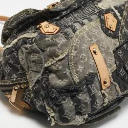 Pre Owned Louis Vuitton Grey Monogram Denim Patchwork Limited Edition Bowly Bag