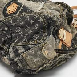 Pre Owned Louis Vuitton Grey Monogram Denim Patchwork Limited Edition Bowly Bag