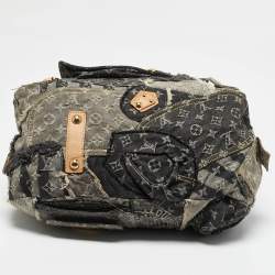 Pre Owned Louis Vuitton Grey Monogram Denim Patchwork Limited Edition Bowly Bag