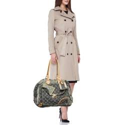 Pre Owned Louis Vuitton Grey Monogram Denim Patchwork Limited Edition Bowly Bag