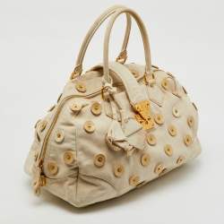 Louis Vuitton Light Beige Canvas Bowly Polka Dot Panama Bag
