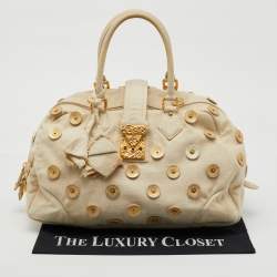 Louis Vuitton Light Beige Canvas Bowly Polka Dot Panama Bag