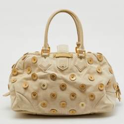 Louis Vuitton Light Beige Canvas Bowly Polka Dot Panama Bag