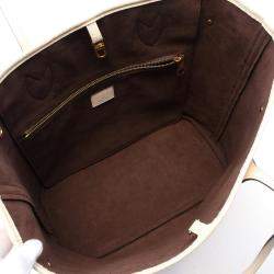 Louis Vuitton Ivory Monogram Empreinte Neverfull MM Tote Bag