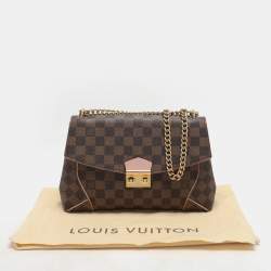Pre Owned Louis Vuitton Rose Ballerine Damier Ebene Canvas Caissa Flap Bag
