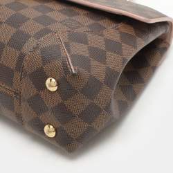 Pre Owned Louis Vuitton Rose Ballerine Damier Ebene Canvas Caissa Flap Bag