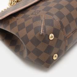 Pre Owned Louis Vuitton Rose Ballerine Damier Ebene Canvas Caissa Flap Bag