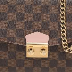 Pre Owned Louis Vuitton Rose Ballerine Damier Ebene Canvas Caissa Flap Bag