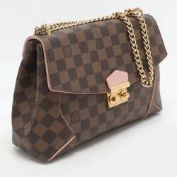 Pre Owned Louis Vuitton Rose Ballerine Damier Ebene Canvas Caissa Flap Bag