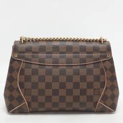 Pre Owned Louis Vuitton Rose Ballerine Damier Ebene Canvas Caissa Flap Bag