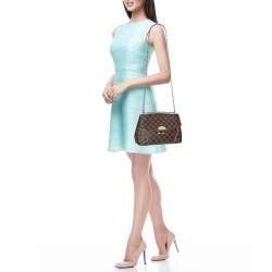 Pre Owned Louis Vuitton Rose Ballerine Damier Ebene Canvas Caissa Flap Bag