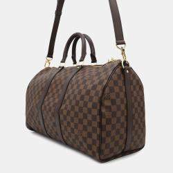 Louis Vuitton Brown Damier Ebene Canvas Keepall Bandouliere  Size 45