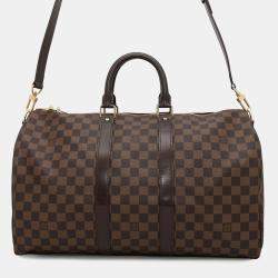 Louis Vuitton Brown Damier Ebene Canvas Keepall Bandouliere  Size 45