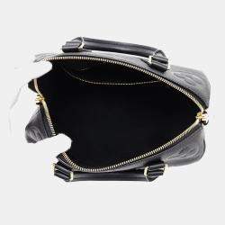 Pre Owned Louis Vuitton Noir Monogram Empreinte Leather Speedy Bandouliere Size 25