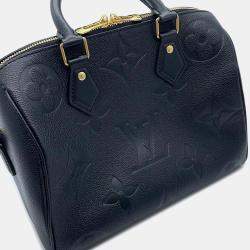 Pre Owned Louis Vuitton Noir Monogram Empreinte Leather Speedy Bandouliere Size 25