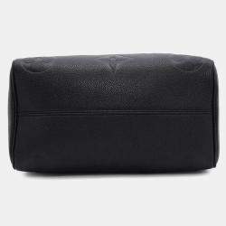 Pre Owned Louis Vuitton Noir Monogram Empreinte Leather Speedy Bandouliere Size 25
