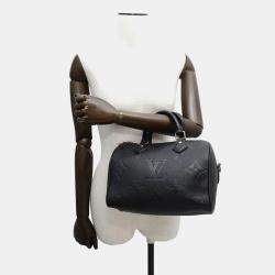 Pre Owned Louis Vuitton Noir Monogram Empreinte Leather Speedy Bandouliere Size 25