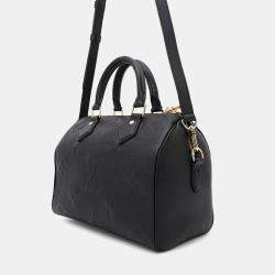 Pre Owned Louis Vuitton Noir Monogram Empreinte Leather Speedy Bandouliere Size 25