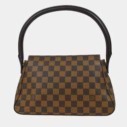 Pre Owned Louis Vuitton Brown Damier Ebene Canvas Mini Looping Handbag