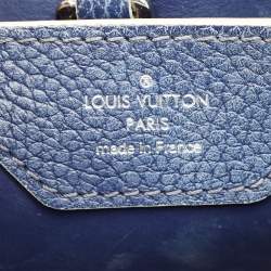 Louis Vuitton Navy Blue Leather Capucines PM Bag