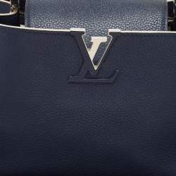 Louis Vuitton Navy Blue Leather Capucines PM Bag