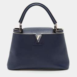Louis Vuitton Navy Blue Leather Capucines PM Bag