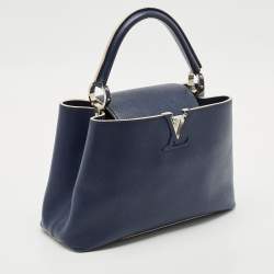 Louis Vuitton Navy Blue Leather Capucines PM Bag