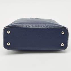 Louis Vuitton Navy Blue Leather Capucines PM Bag