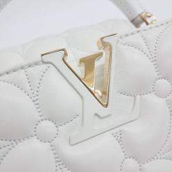 Louis Vuitton White Leather Capucines East West Mini bag