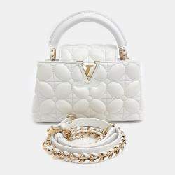 Louis Vuitton White Leather Capucines East West Mini bag
