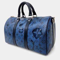 Louis Vuitton Black Blue PVC Bandouliere Keepall 35 bag