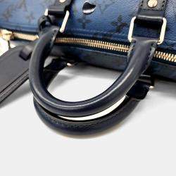 Louis Vuitton Black Blue PVC Bandouliere Keepall 35 bag