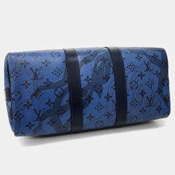 Louis Vuitton Black Blue PVC Bandouliere Keepall 35 bag